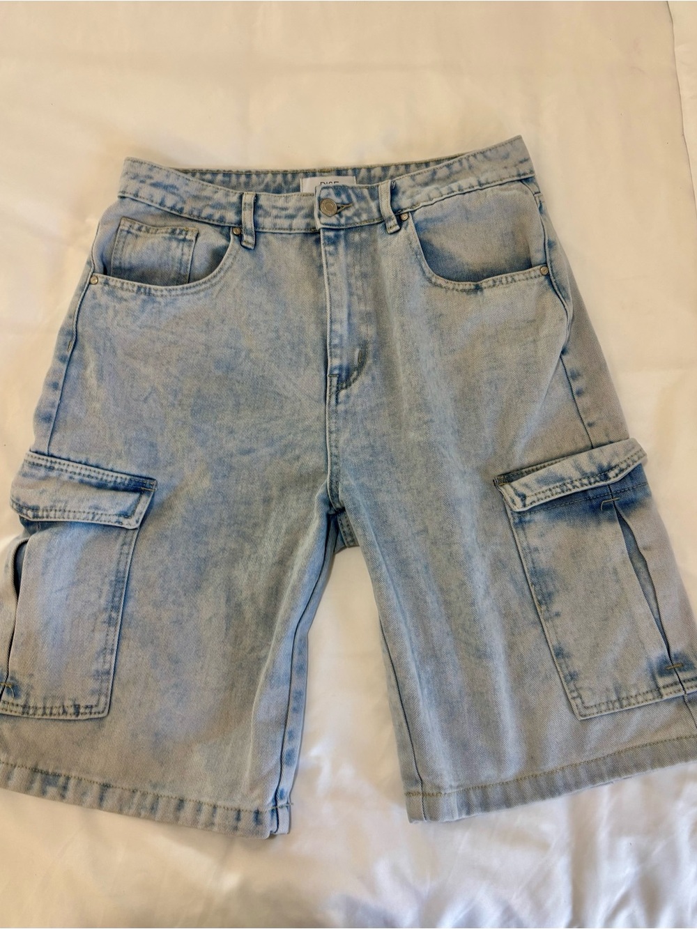 Women Light Blue Denim Cargo Shorts